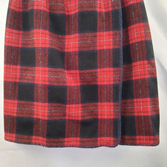 Vintage Marsh Landing Wool Plaid Red Navy Blue Wrap Skirt Size 10 Retro - Picture 3 of 13